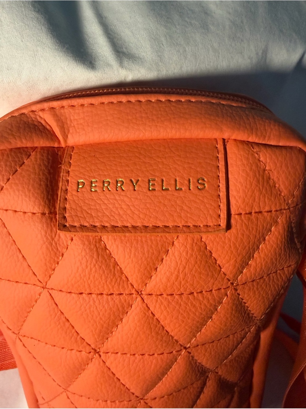 Perry Ellis Quilted Crossbody in Bright Orange